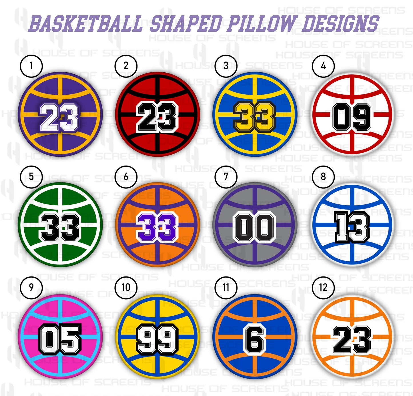 Personalized Basketball shaped Pillow, Number and Initial Customisation, 18 x 18 Basketball Pillow