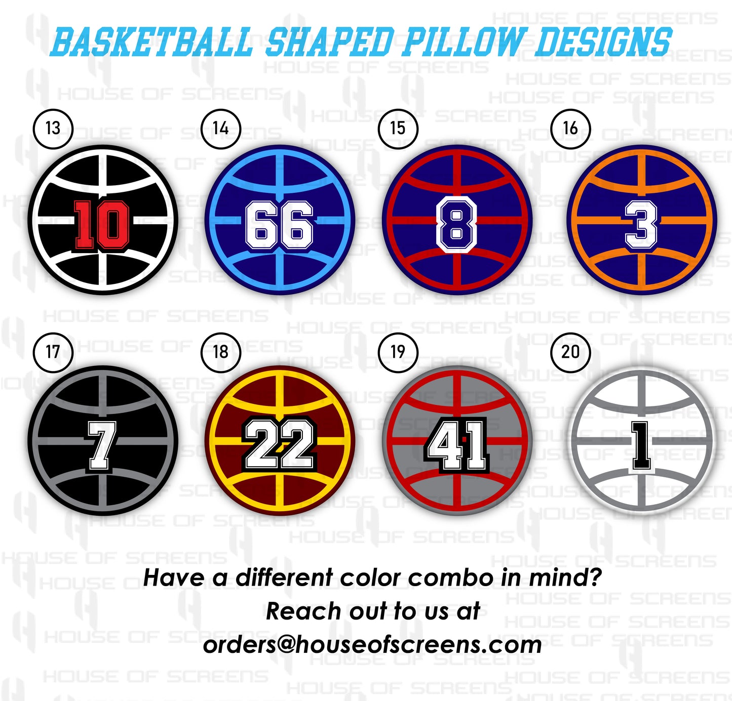 Personalized Basketball shaped Pillow, Number and Initial Customisation, 18 x 18 Basketball Pillow