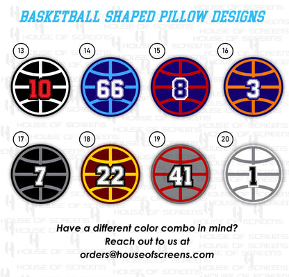 Personalized Basketball shaped Pillow, Number and Initial Customisation, 18 x 18 Basketball Pillow
